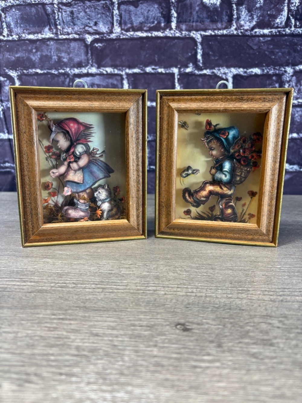 Vintage Hummel Styled 3d Decoupage Shadow Box Pictures